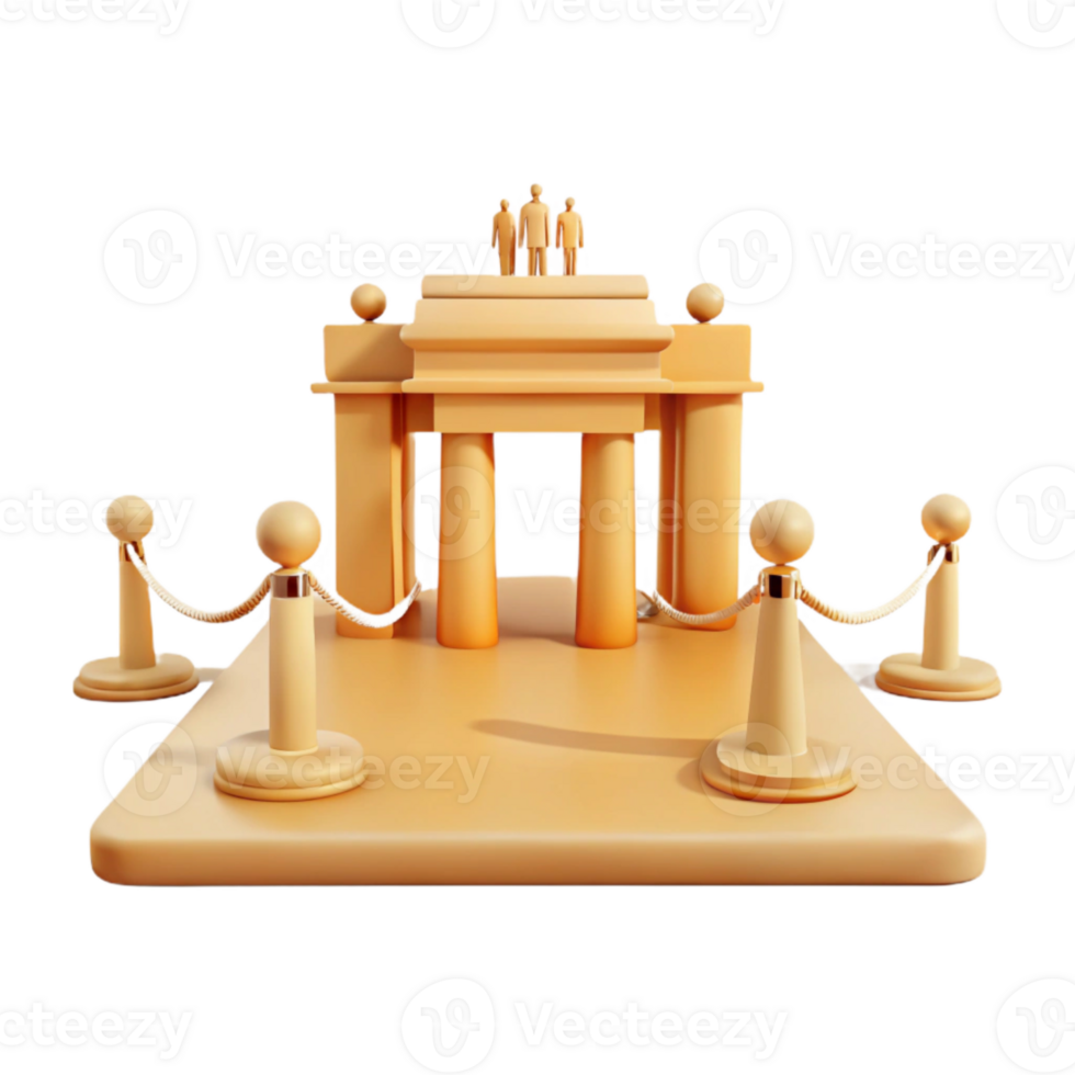 3D Render of a Triumphal Arch with Figures on Top png