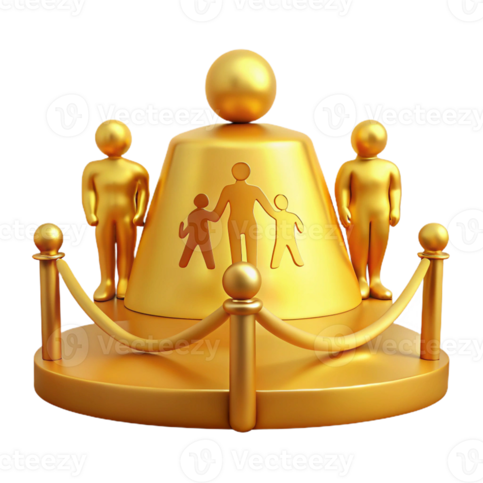 Golden Family Symbol on a Platform with Rope Barriers png