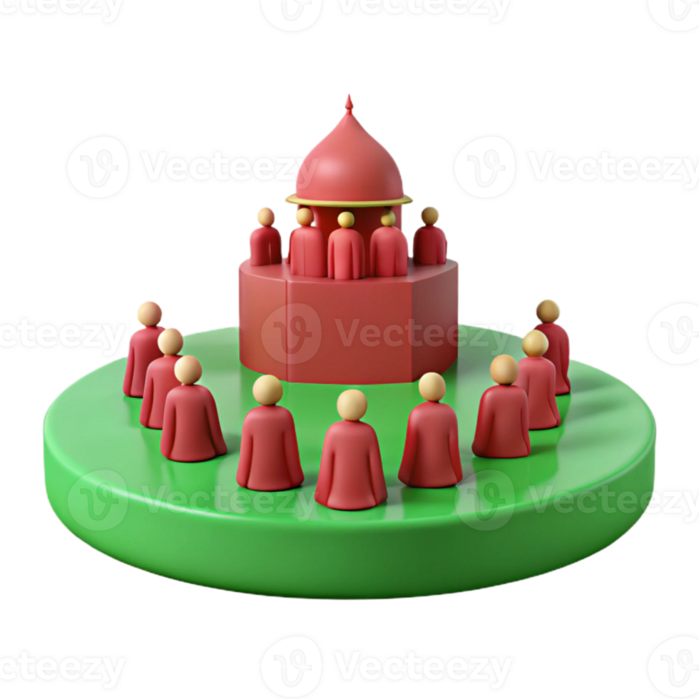 3D Rendered Illustration of People Gathering Around a Dome-Shaped Structure png