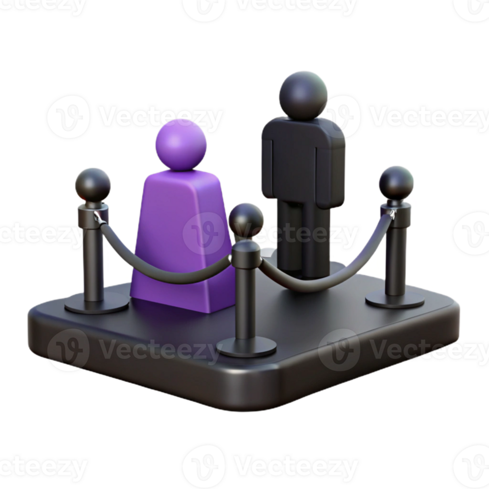 3D Render of People Behind a Rope Barrier png