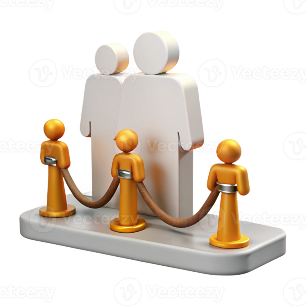 Illustration of People in a Line with a Rope Barrier png