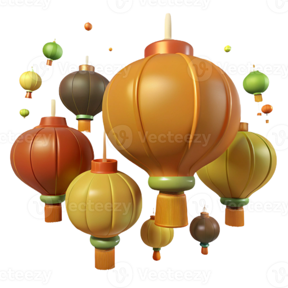 Colorful Lanterns Floating in the Air png