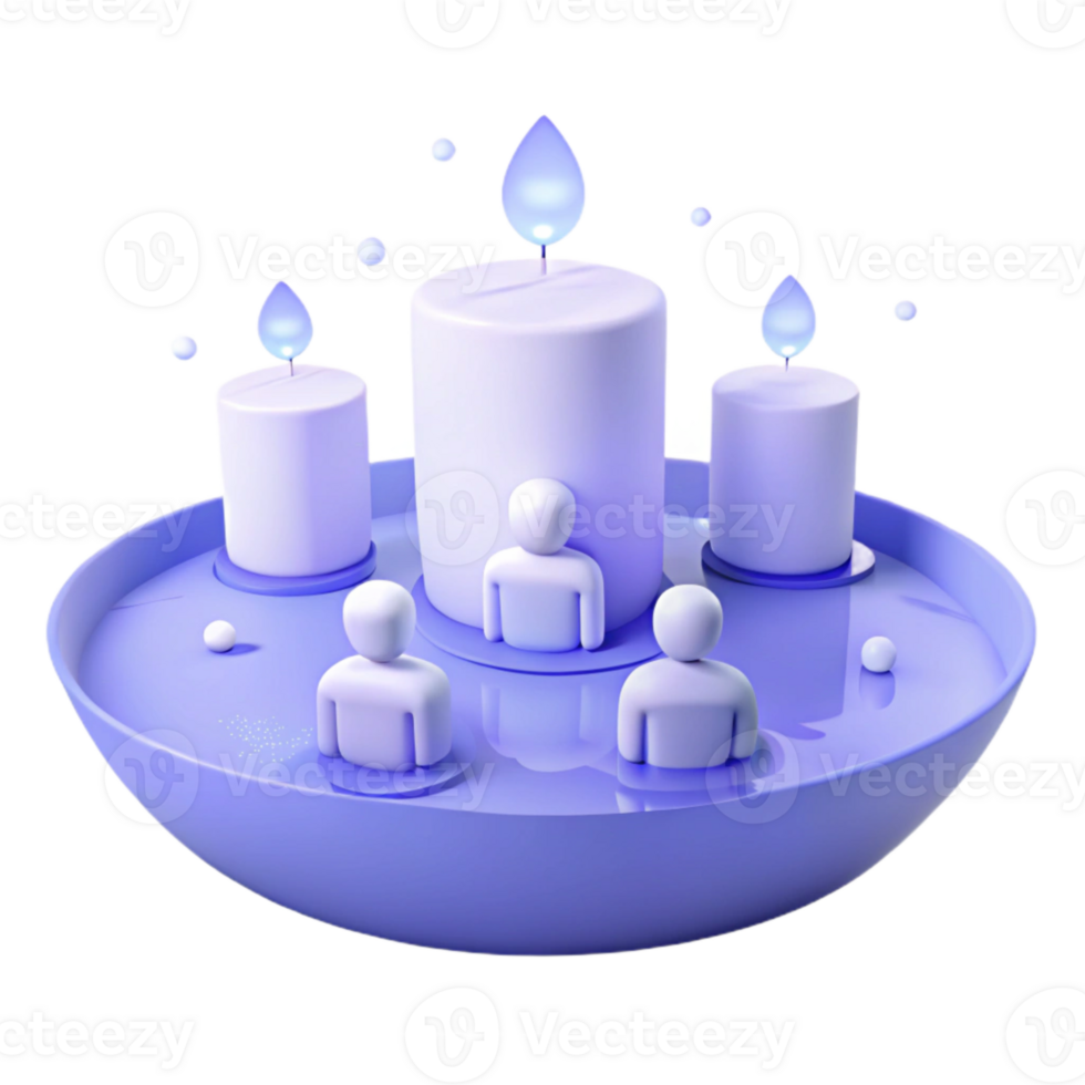 Three Candles and Four Figures in a Bowl png
