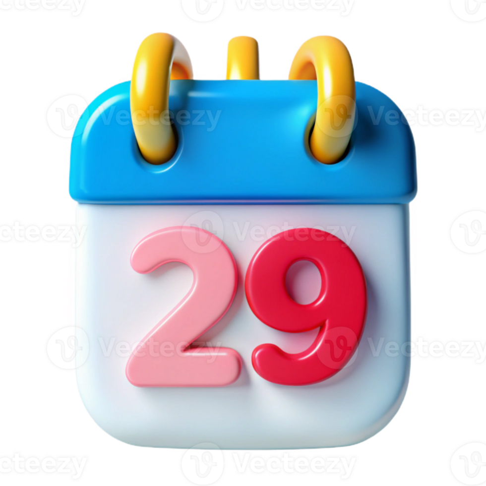 3D Calendar Icon with 29th Day png