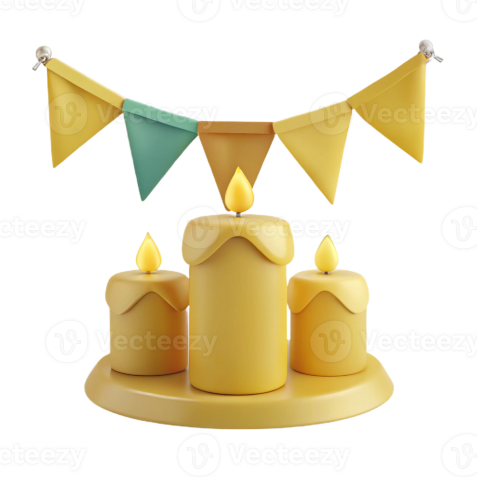Three Candles and a Bunting for a Festive Celebration png