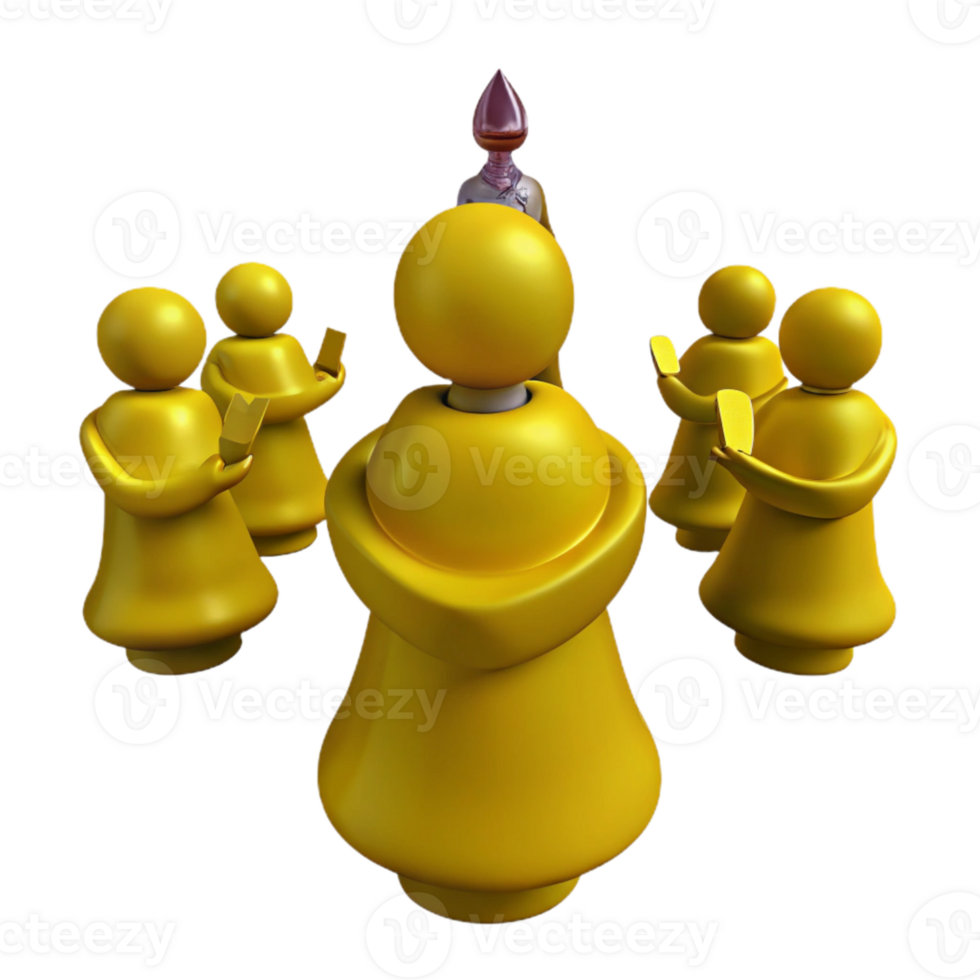 Group of Yellow Figures Surrounding a Central Figure png
