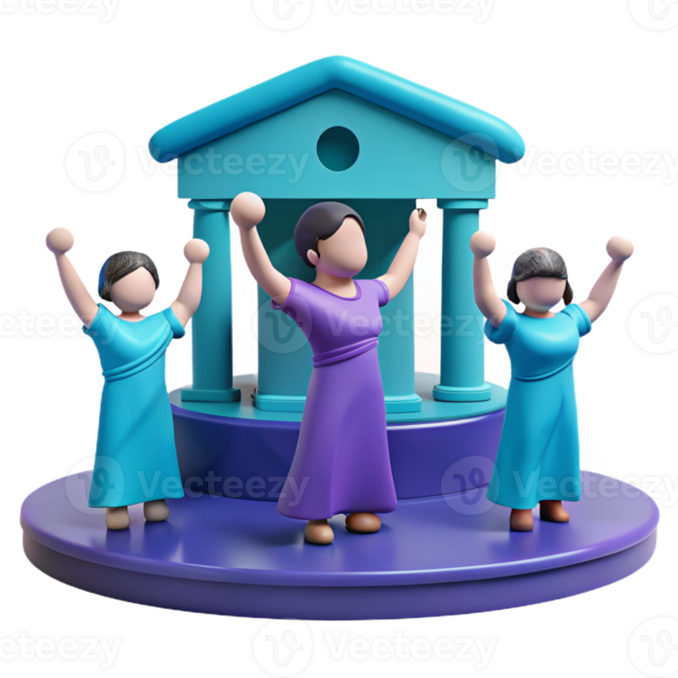 Celebrating Financial Success Together Three Cartoon Characters Standing in Front of a Building png