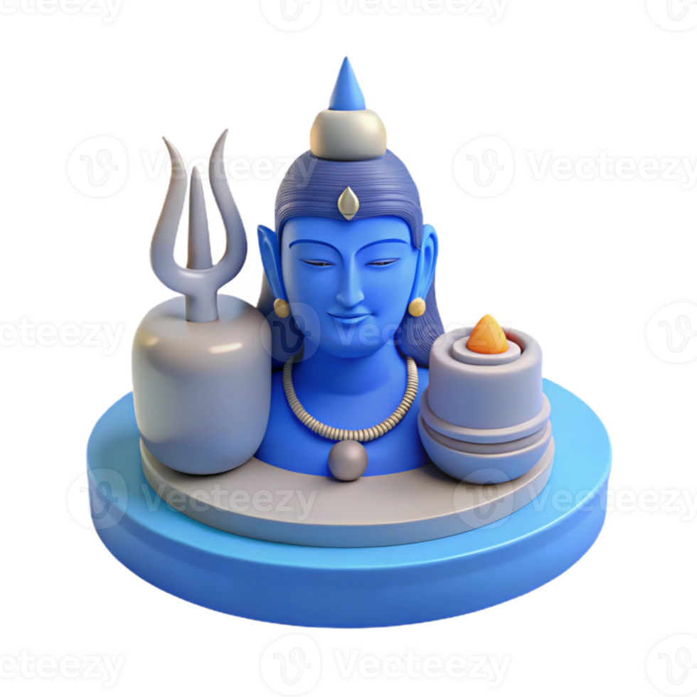 3D Render of Hindu Deity with Trishul and Offerings png