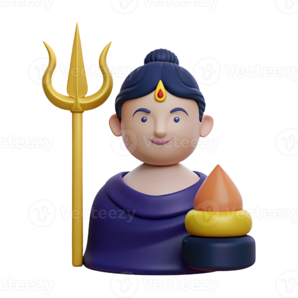 3D Render of a Hindu Deity Holding a Trident png