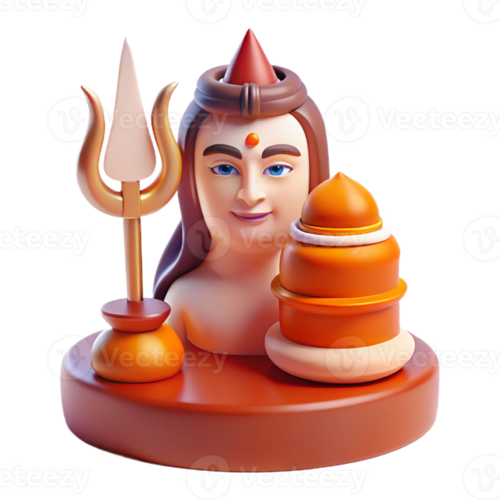 3d render do uma hindu divindade com uma tridente e uma Panela png