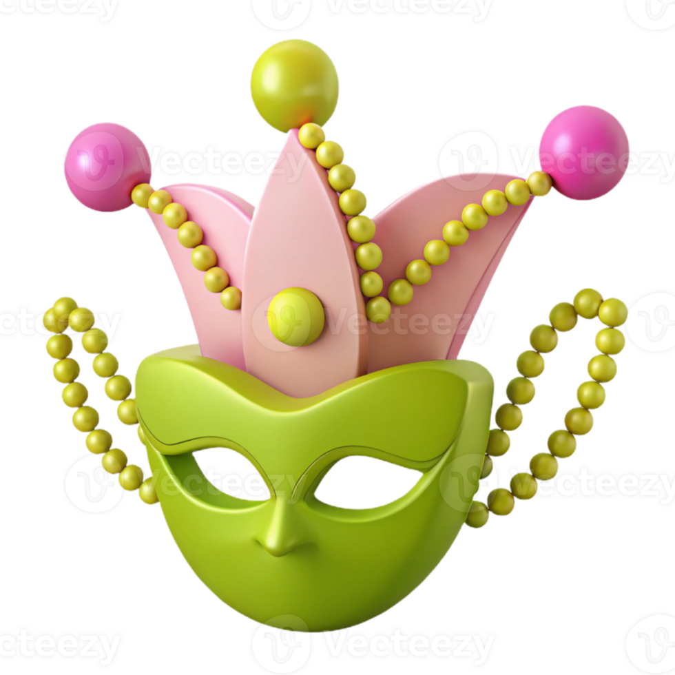 3D Rendered Mask with Crown and Beads png