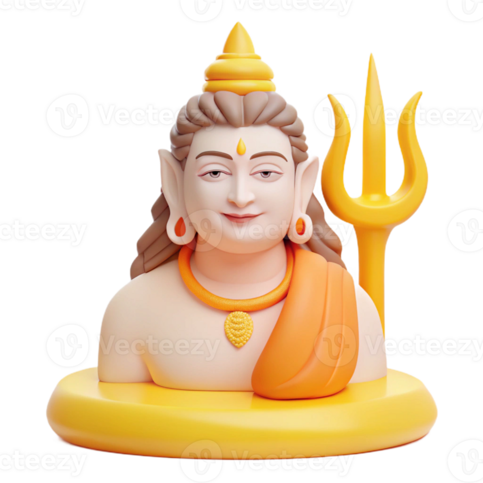 3D Rendering of a Hindu Deity Holding a Trident png