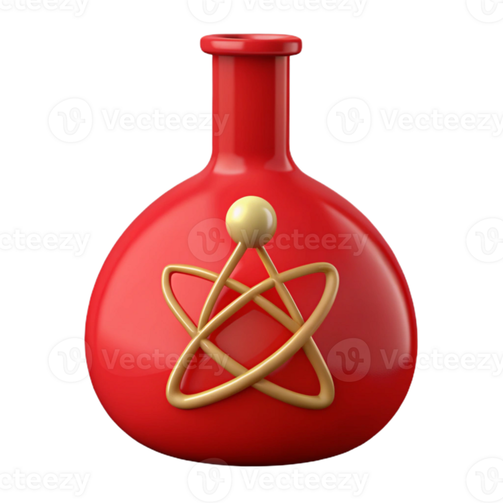 Red Beaker With Atom Symbol png