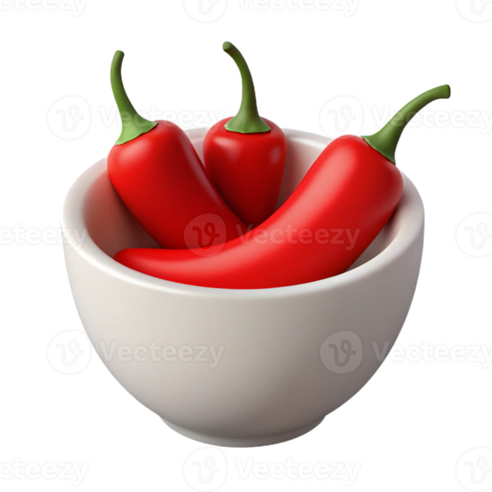 Red Chili Peppers in White Bowl png