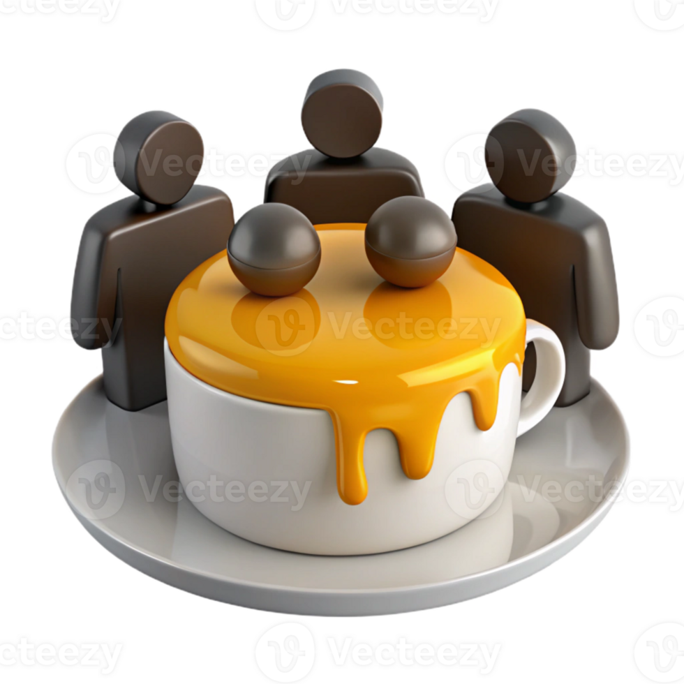 Group of People Surrounding a Cup of Dripping Yellow Liquid png