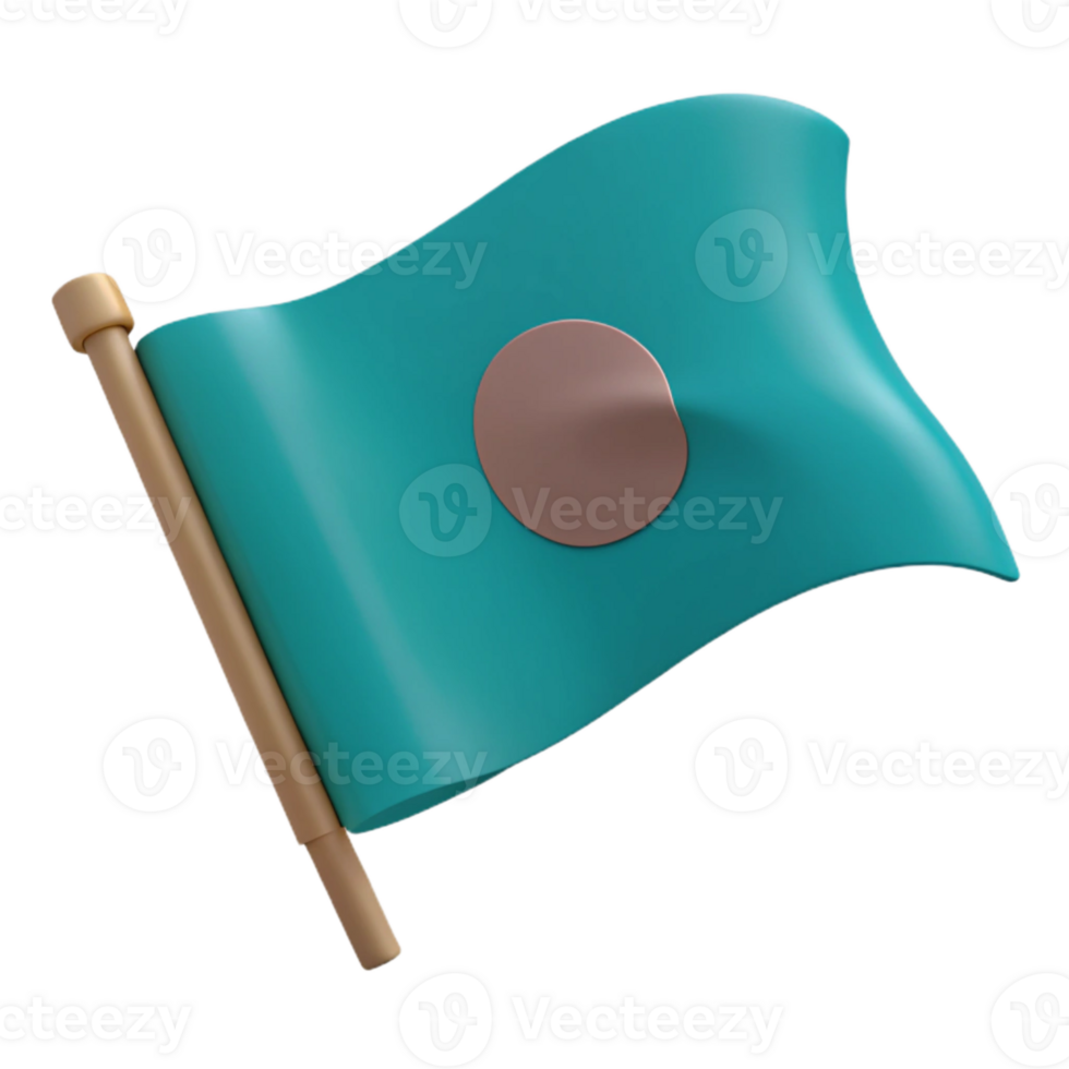Teal Flag with a White Circle png