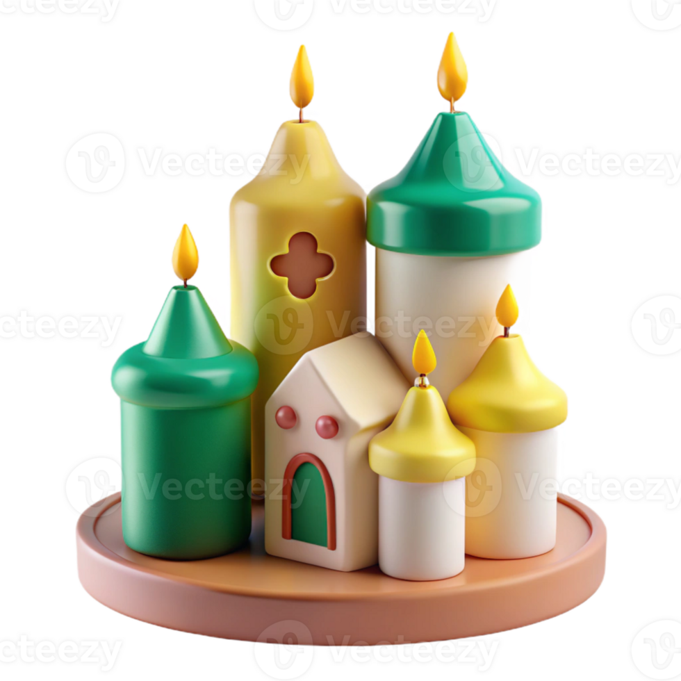 Cute Cartoon Candle Village png