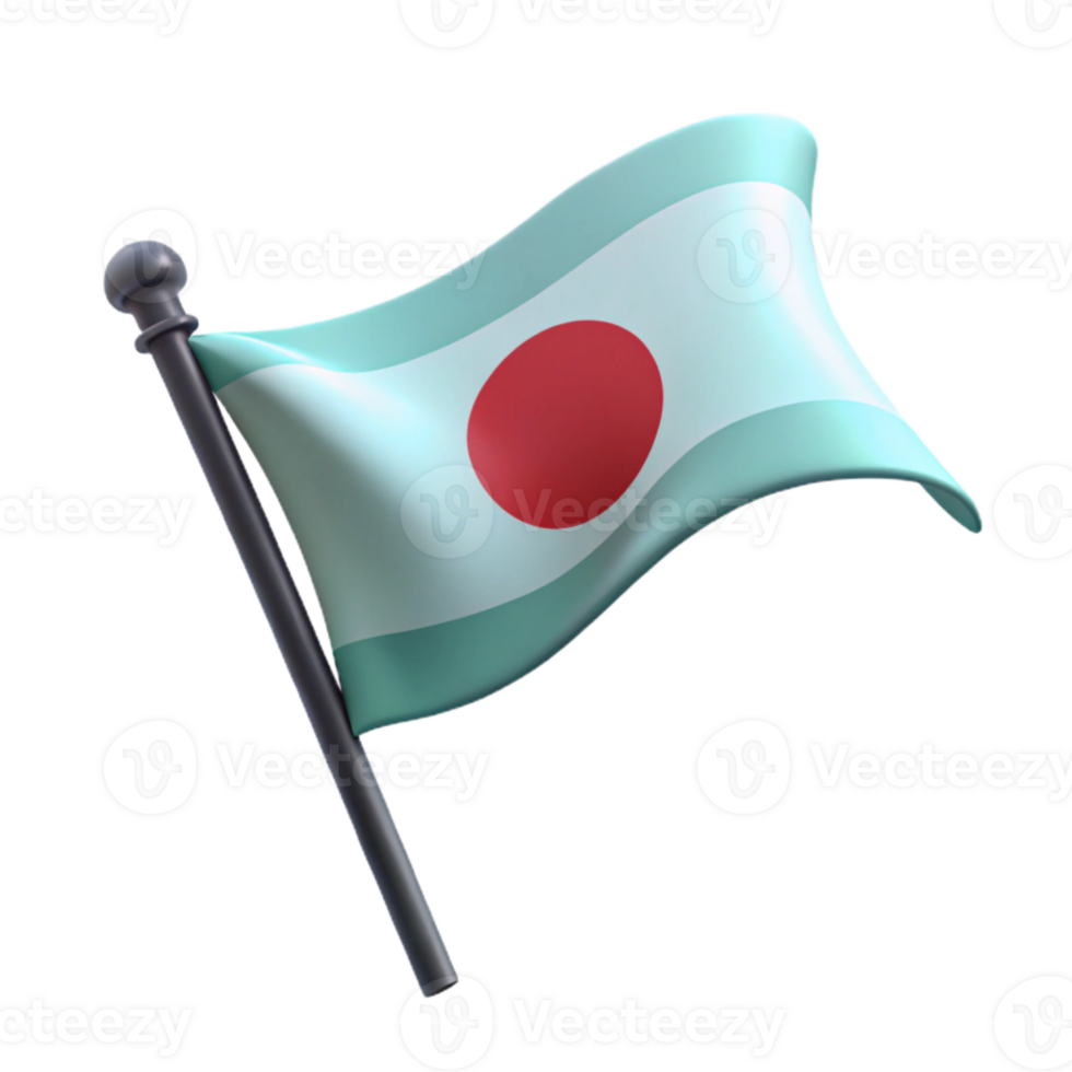 Waving Flag with Red Circle and Green Stripes png