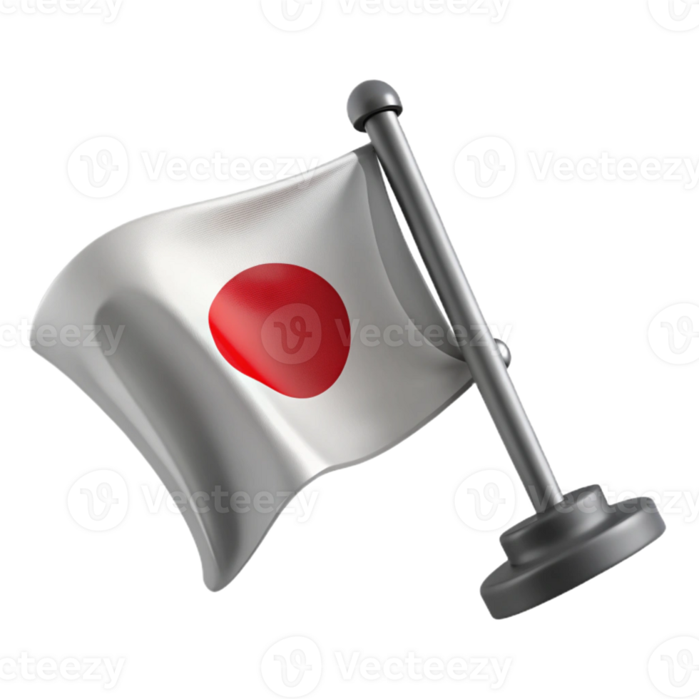 Japanese Flag Waving on a Pole png