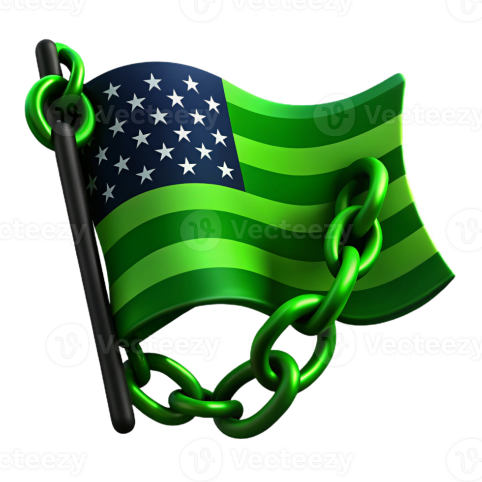 Green American Flag Bound by Chain png