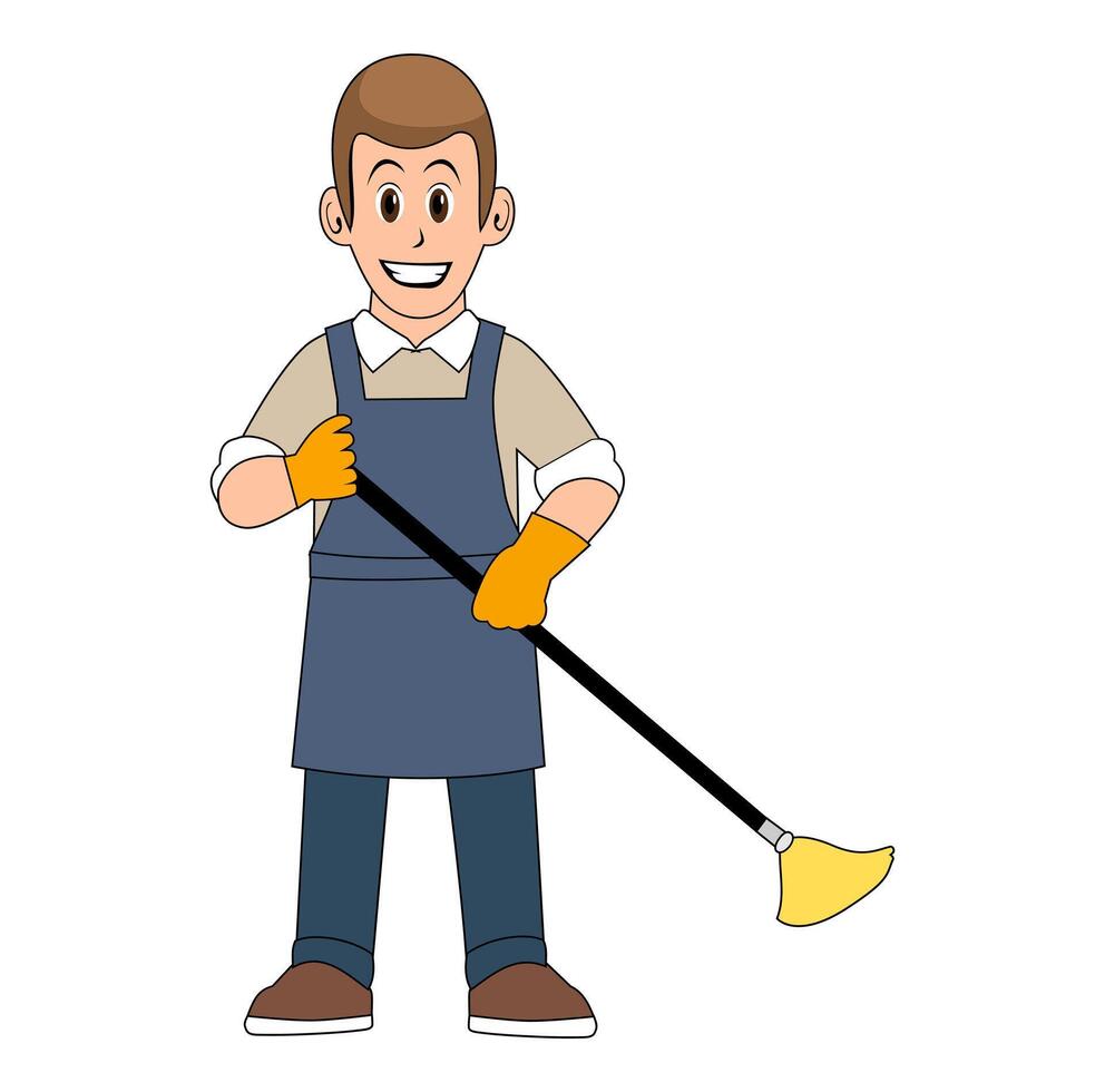 Cartoon Man Cleaning Service Illustration vector