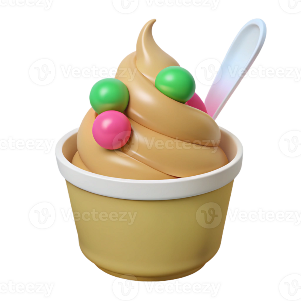 Frozen Dessert with Colorful Toppings in a Cup png