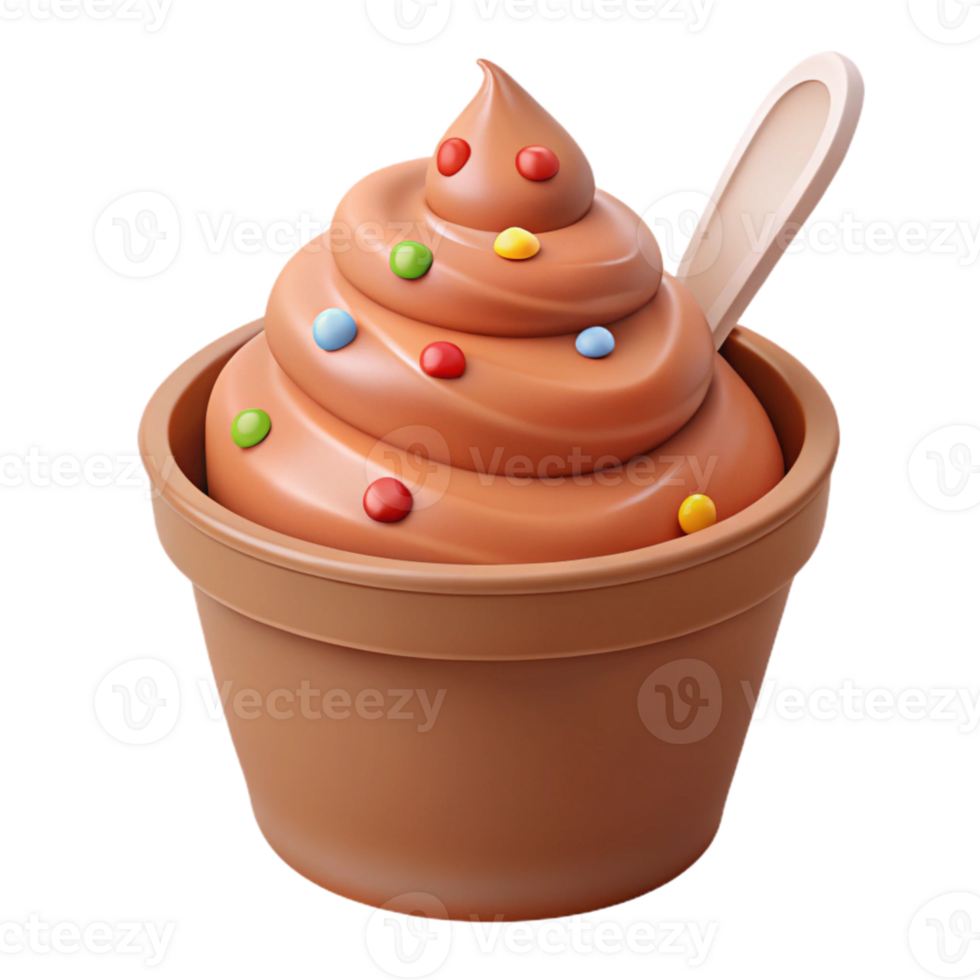 Chocolate Ice Cream Sundae with Sprinkles png