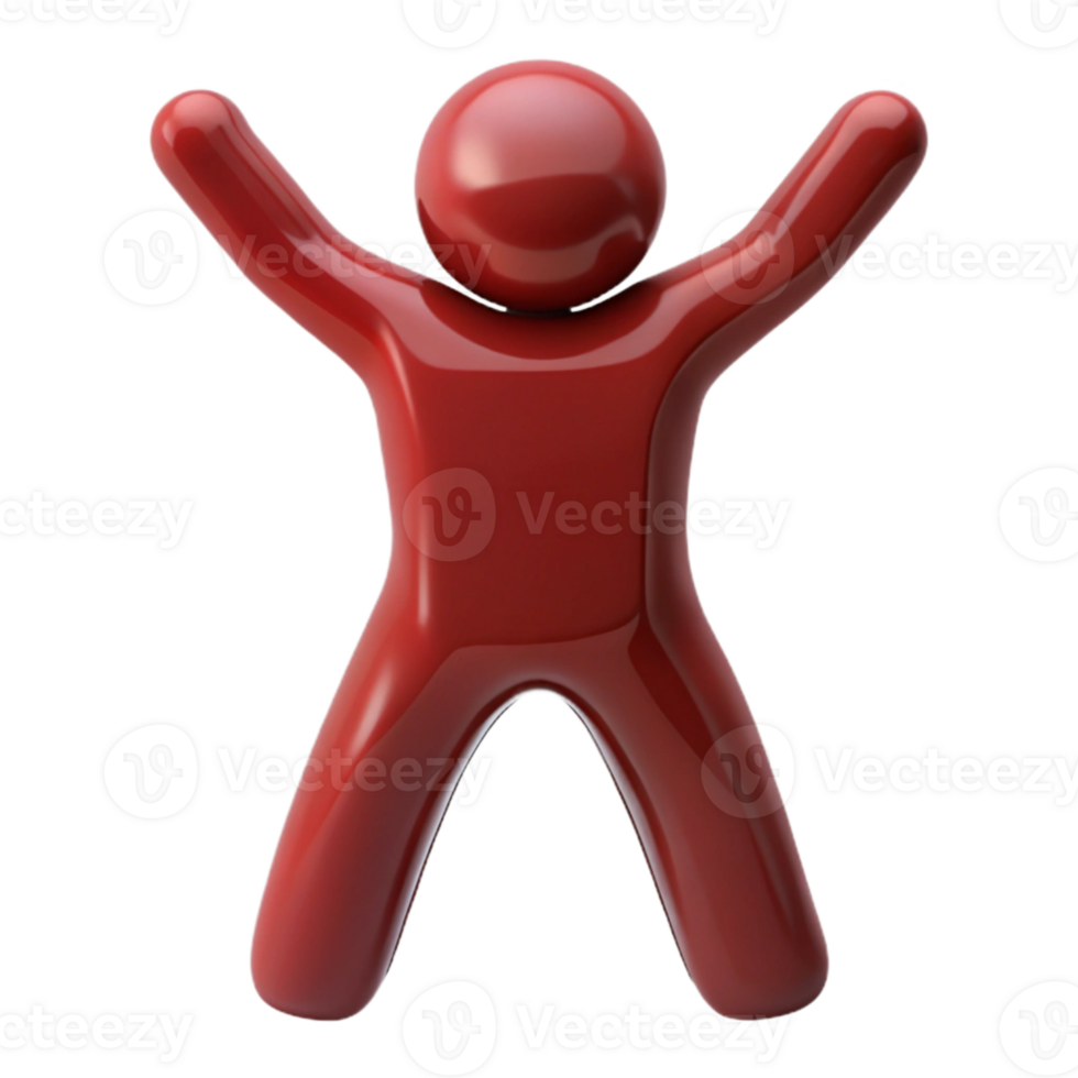 Red 3D Figure with Arms Raised png