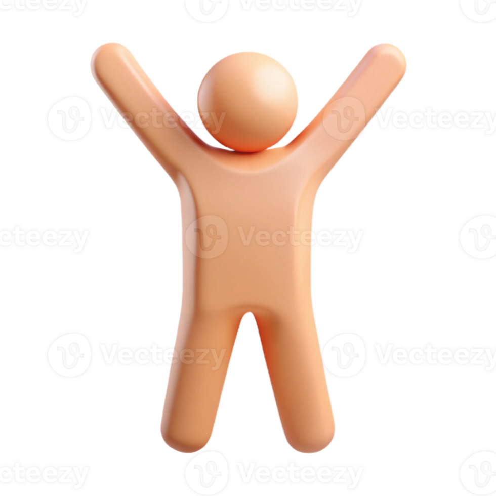 3D Render of a Simple Stick Figure Raising Its Hands png