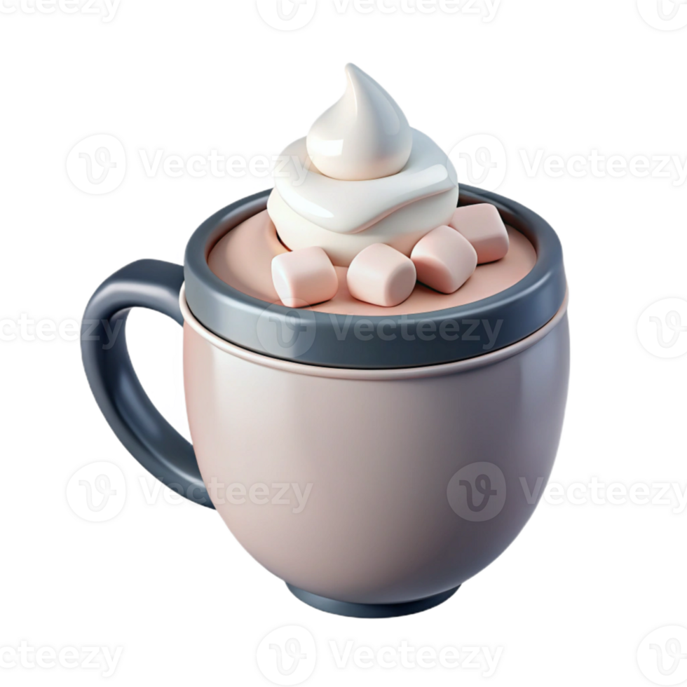 Warm Drink with Whipped Cream and Marshmallows png