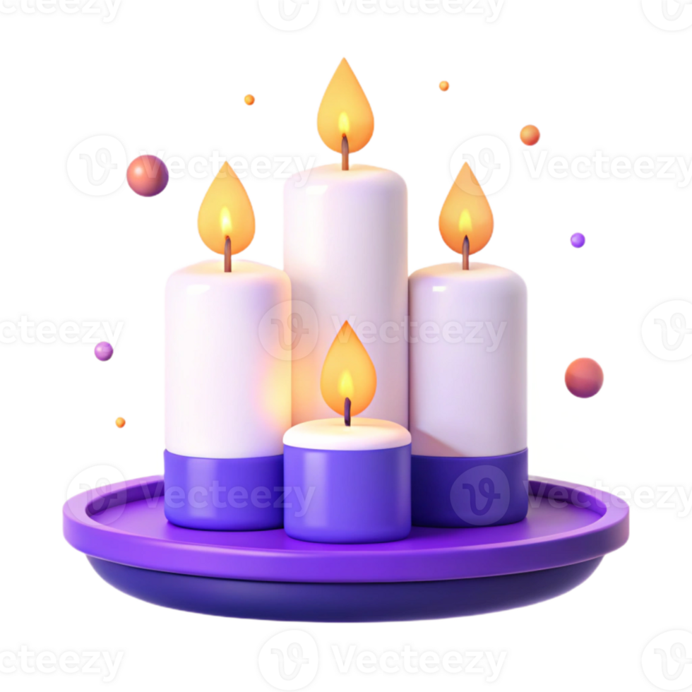 Purple Candles on a Tray png