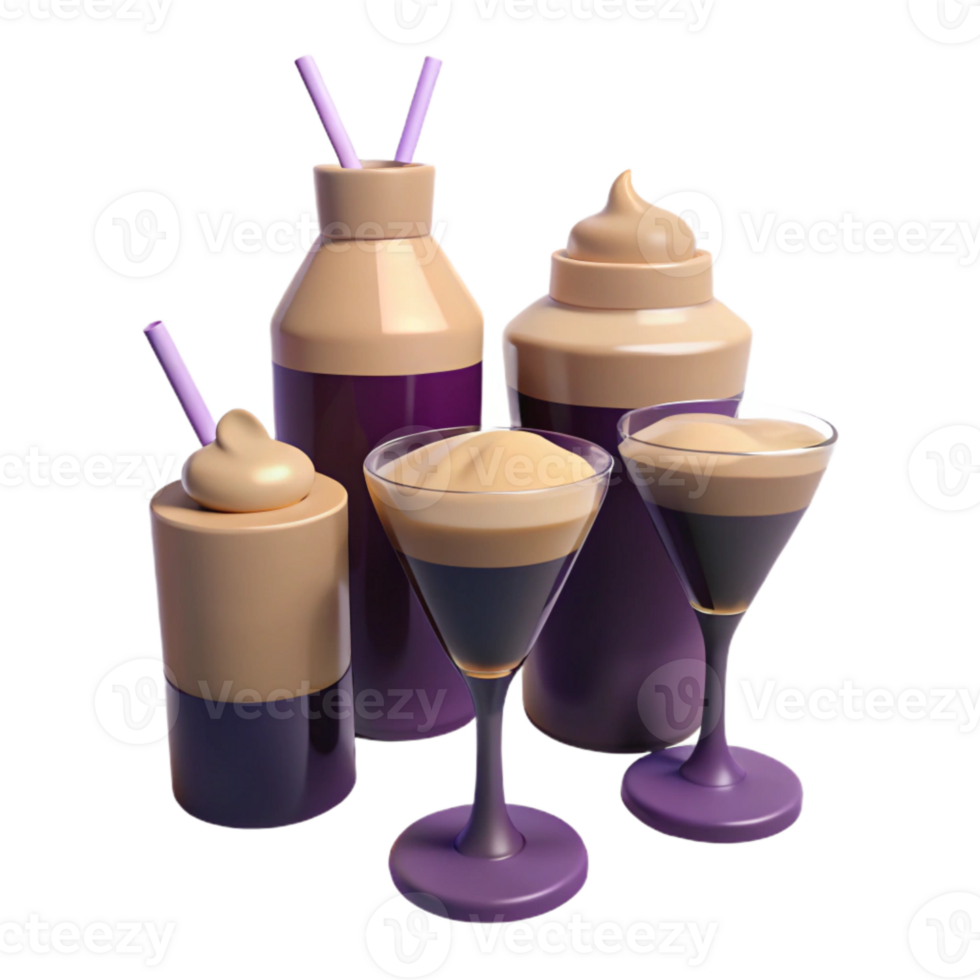 Whipped Cream Coffee Drinks in Different Glassware png