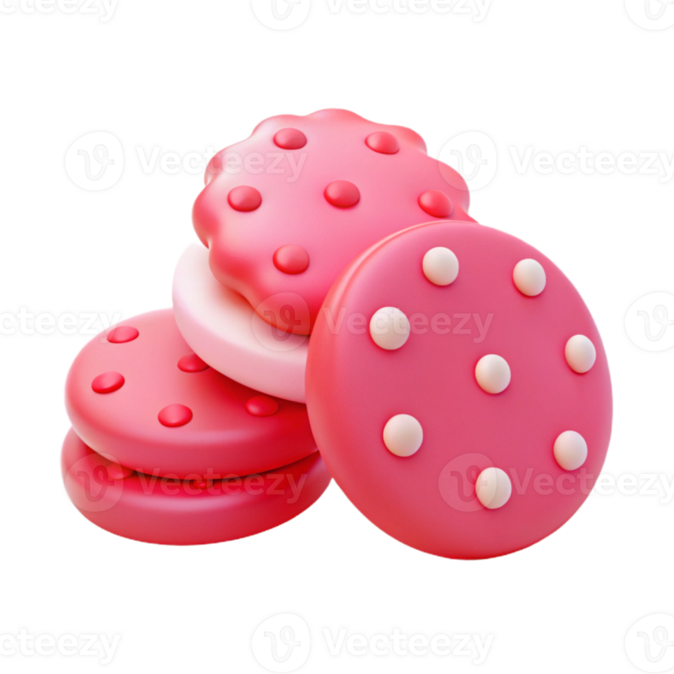 Pink and White Dotted Cookies png