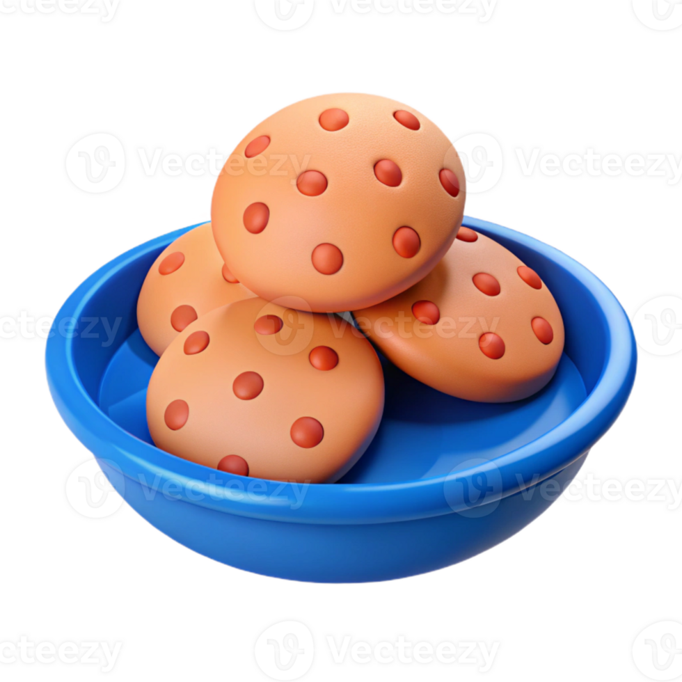 3D Rendered Cookies in a Bowl png