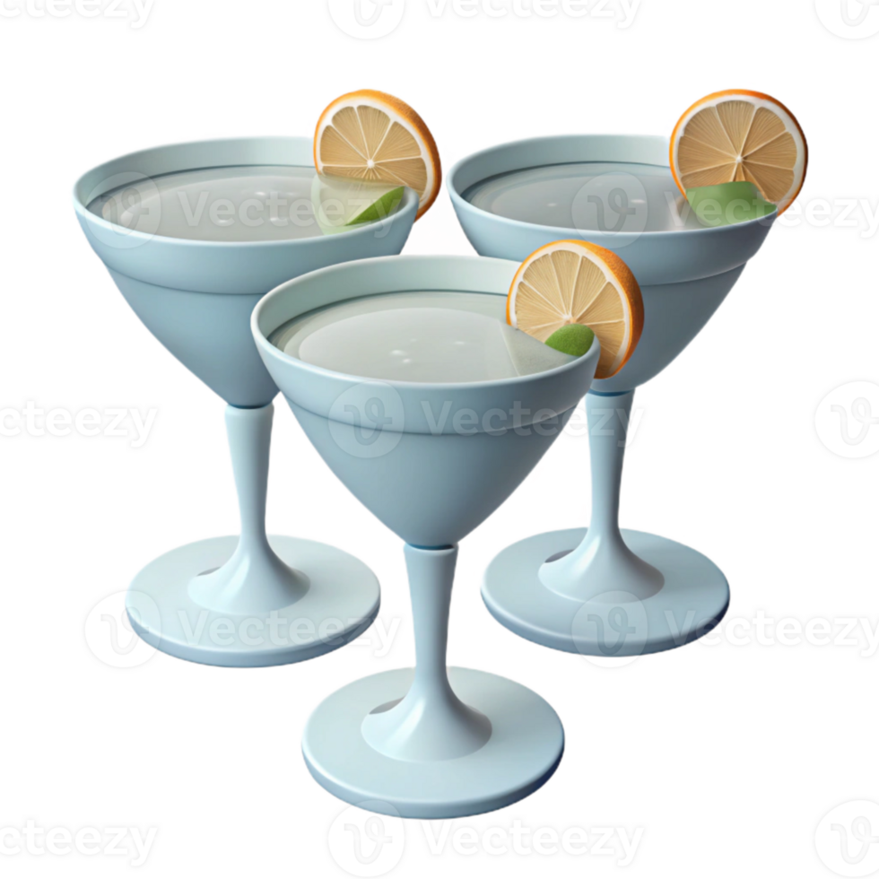 Three Martini Glasses with Lemon Wedges png
