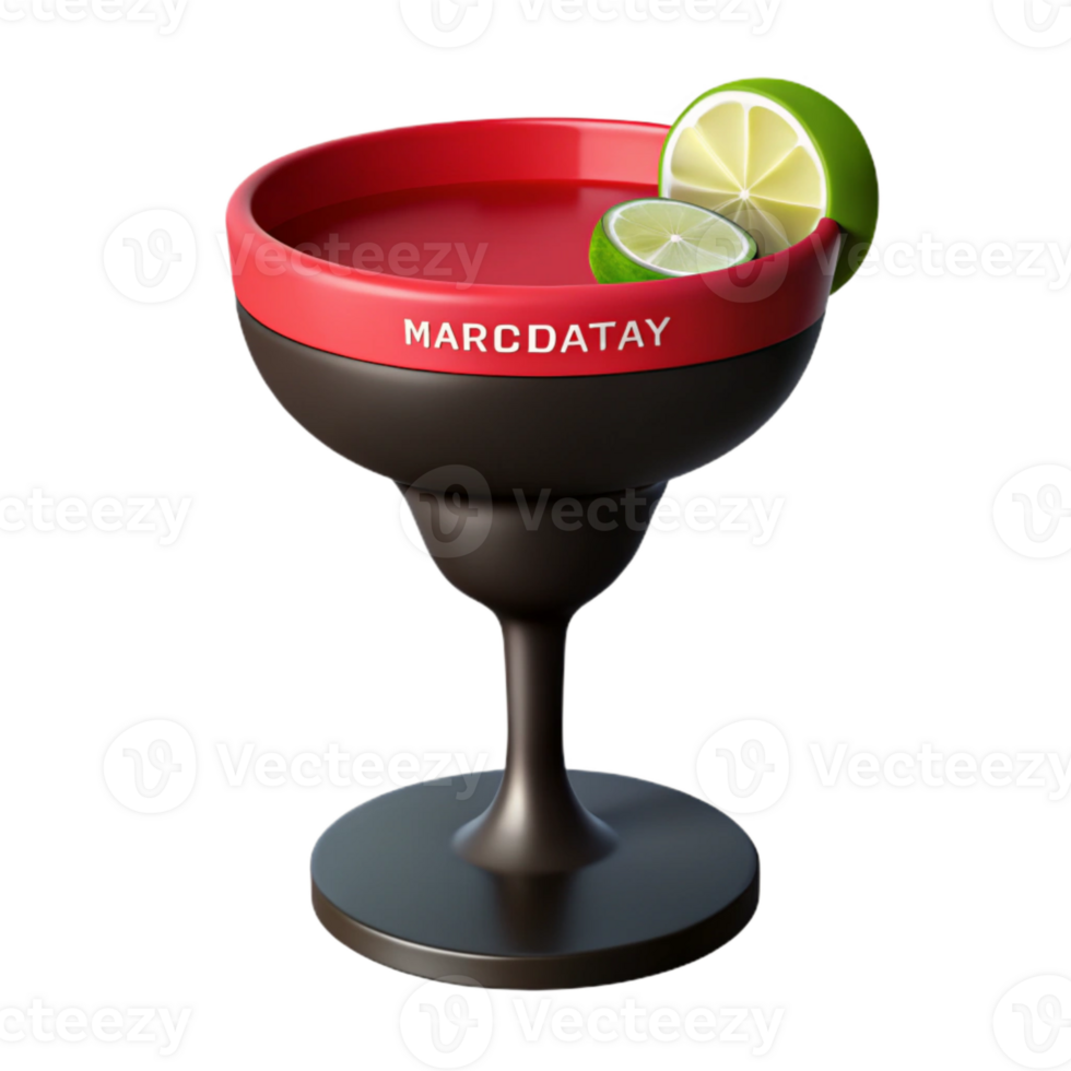 3D Render of a Cocktail Glass with Lime png