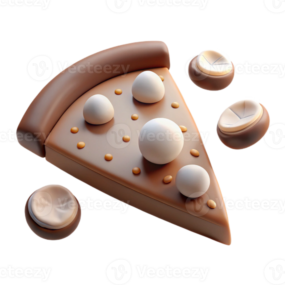 3D Render of a Pizza Slice with Cheese and Toppings png