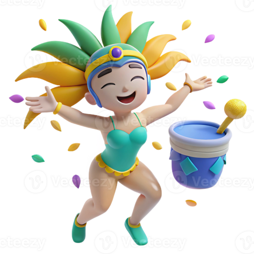 Cheerful 3D Character in Festive Costume png