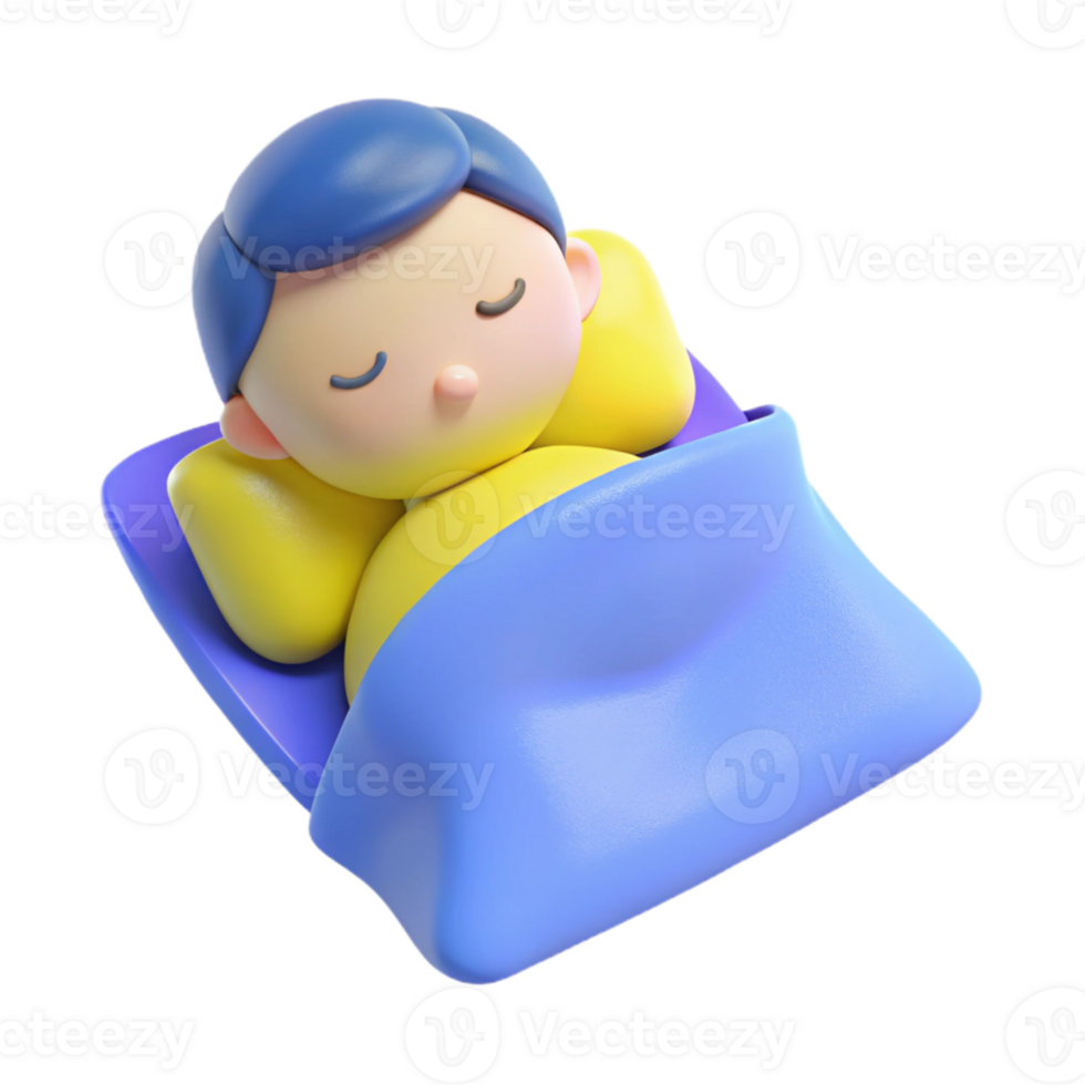 3D Render of a Cute Cartoon Person Sleeping png