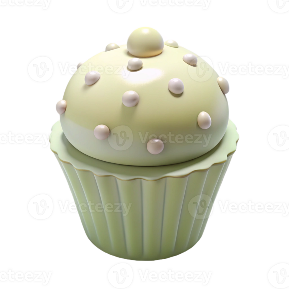 Green Cupcake Shaped Container with White Dots png