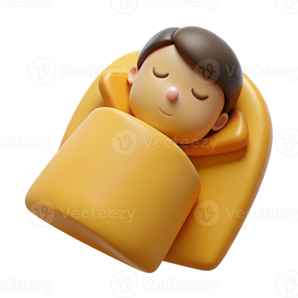 Sleeping Cartoon Character in Blanket png