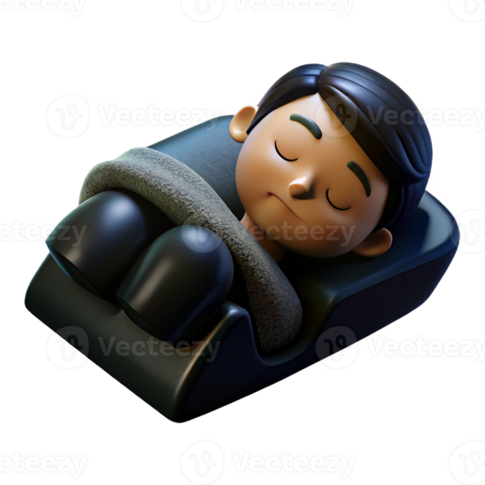 Sleeping Cartoon Character in a Bed png