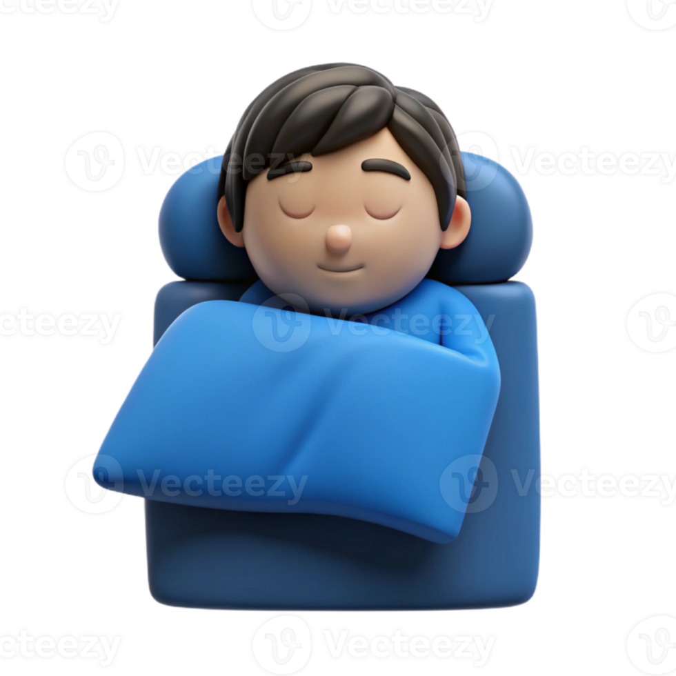 3D Cartoon Character Sleeping in Bed png