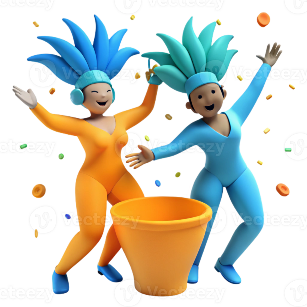 Celebrating with Confetti Two Characters in Festive Attire png