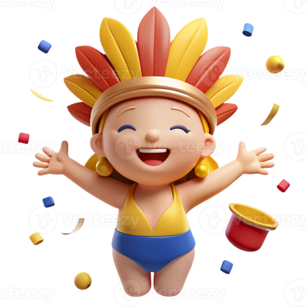 Cheerful Cartoon Character with Festive Headband png