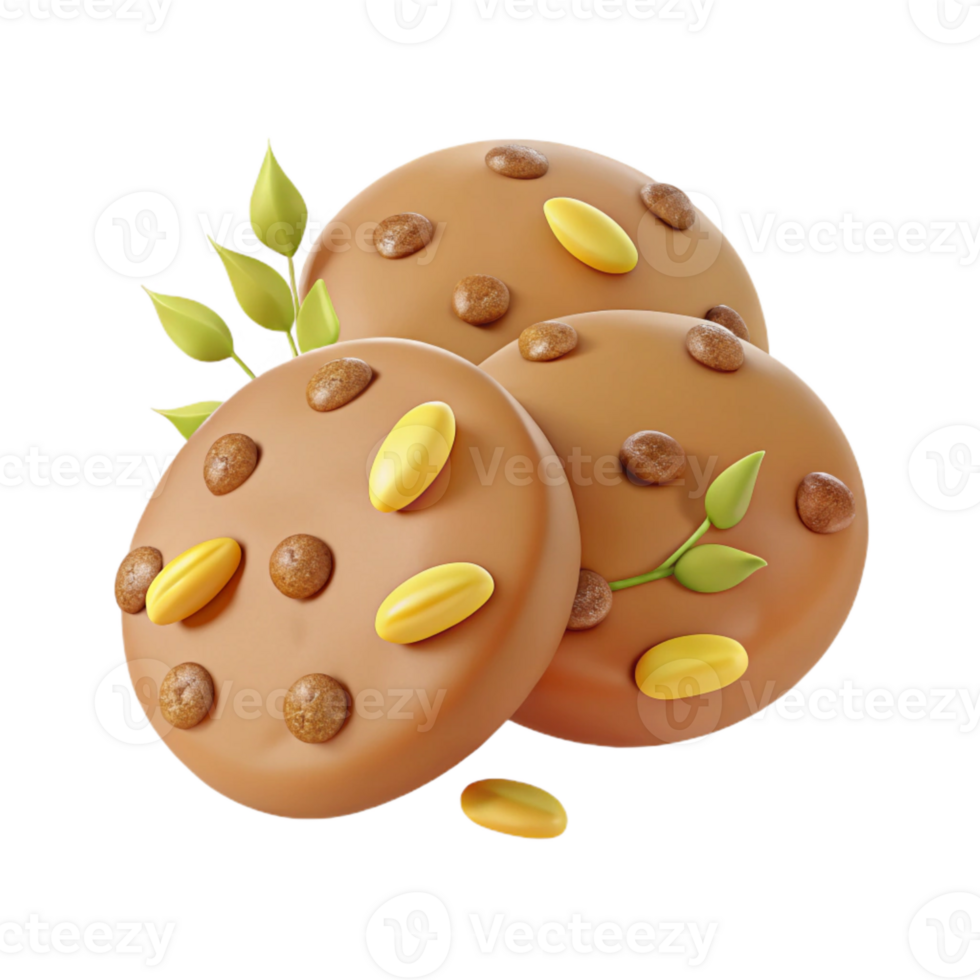 Chocolate Chip Cookies with Sprinkles and Leaves png
