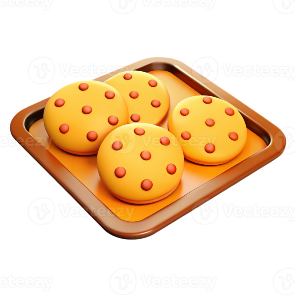 3D Rendered Cookies on a Tray png