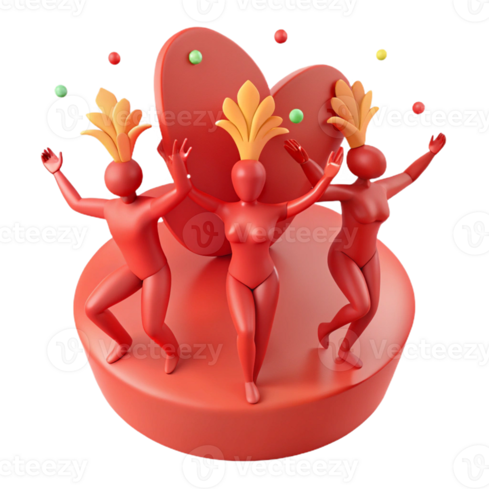 3D Cartoon Characters Dancing with Heart png