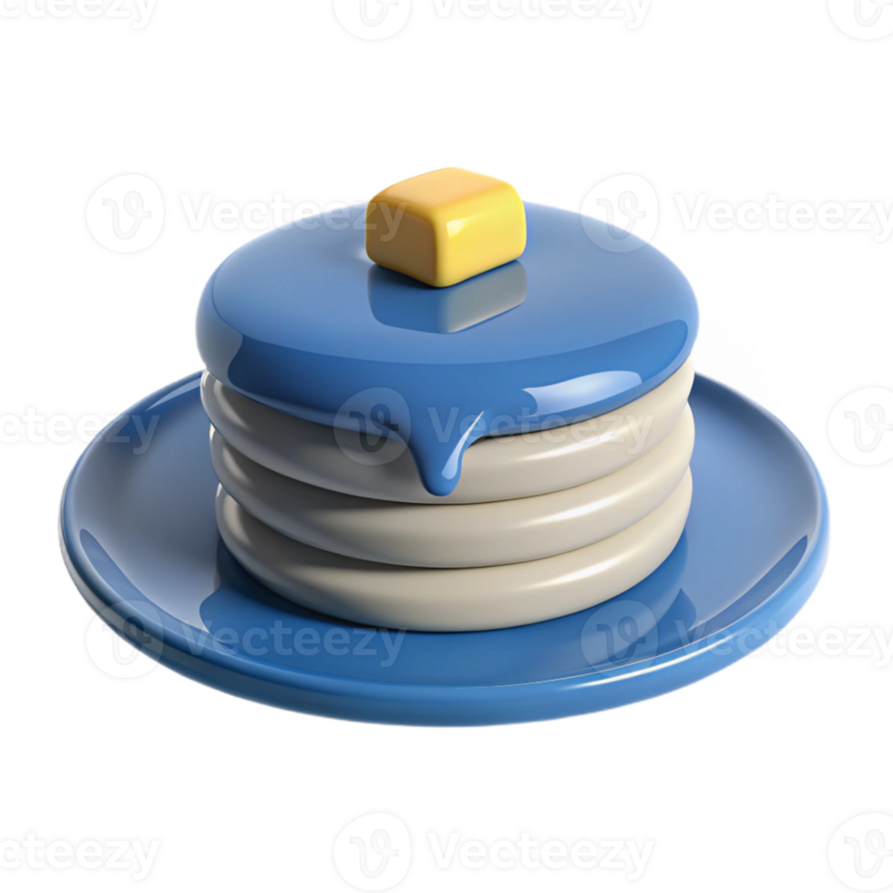 Stack of Pancakes with Blue Glaze and Butter png