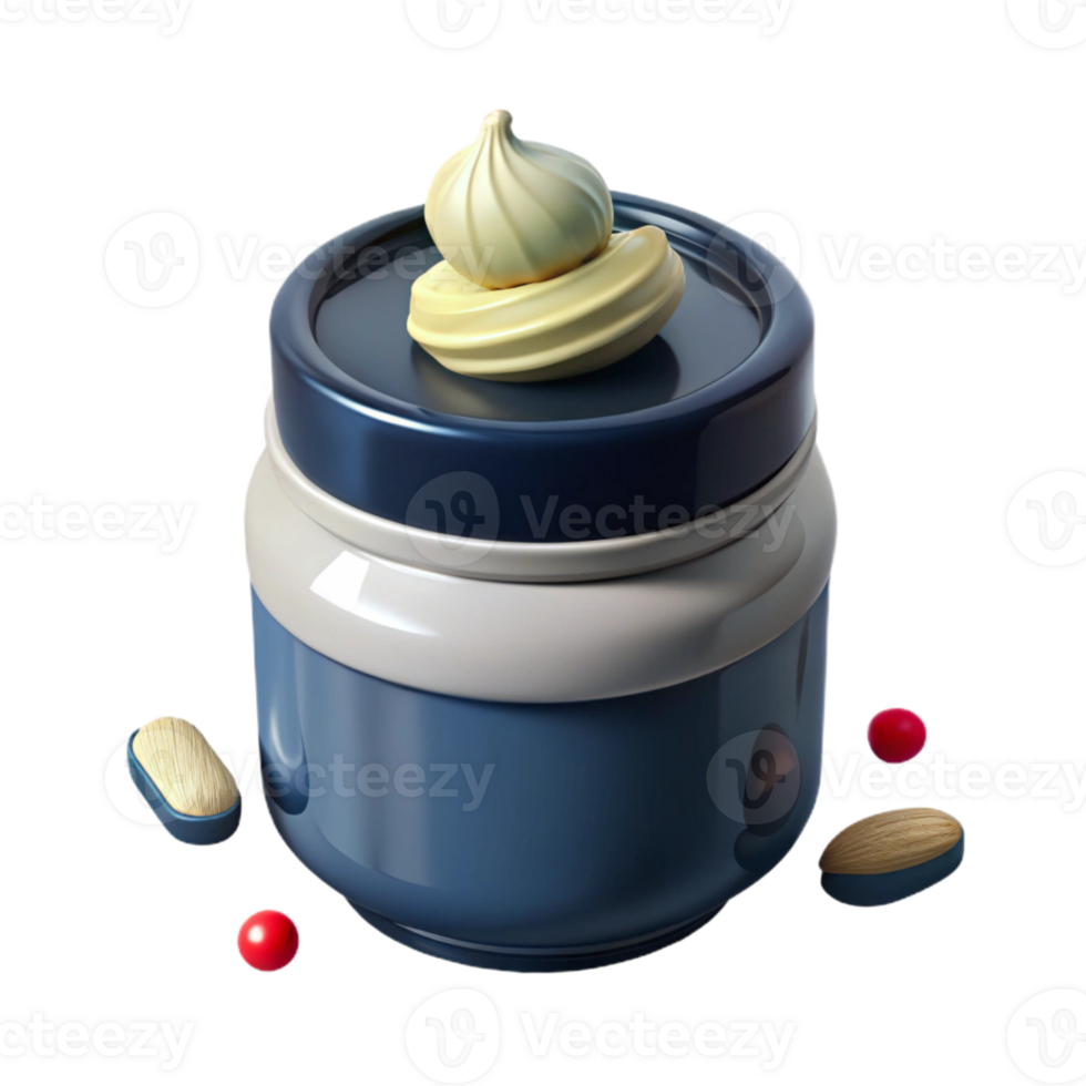 Cream Jar with Pills and Red Berries png